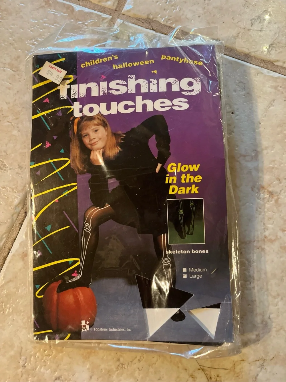 halloween vintage 90s glow in the dark stocking tights youth size 6-8